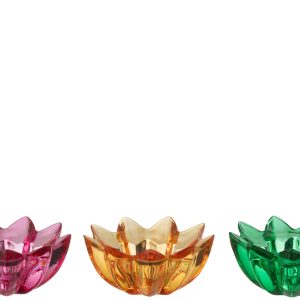 J-Line theelichthouder Bloem – glas – mix – 3 stuks