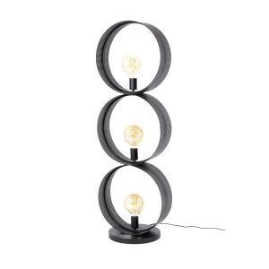 Giga Meubel Vloerlamp Ring – Zwart Metaal – 3-Lichts – 40x30x122cm