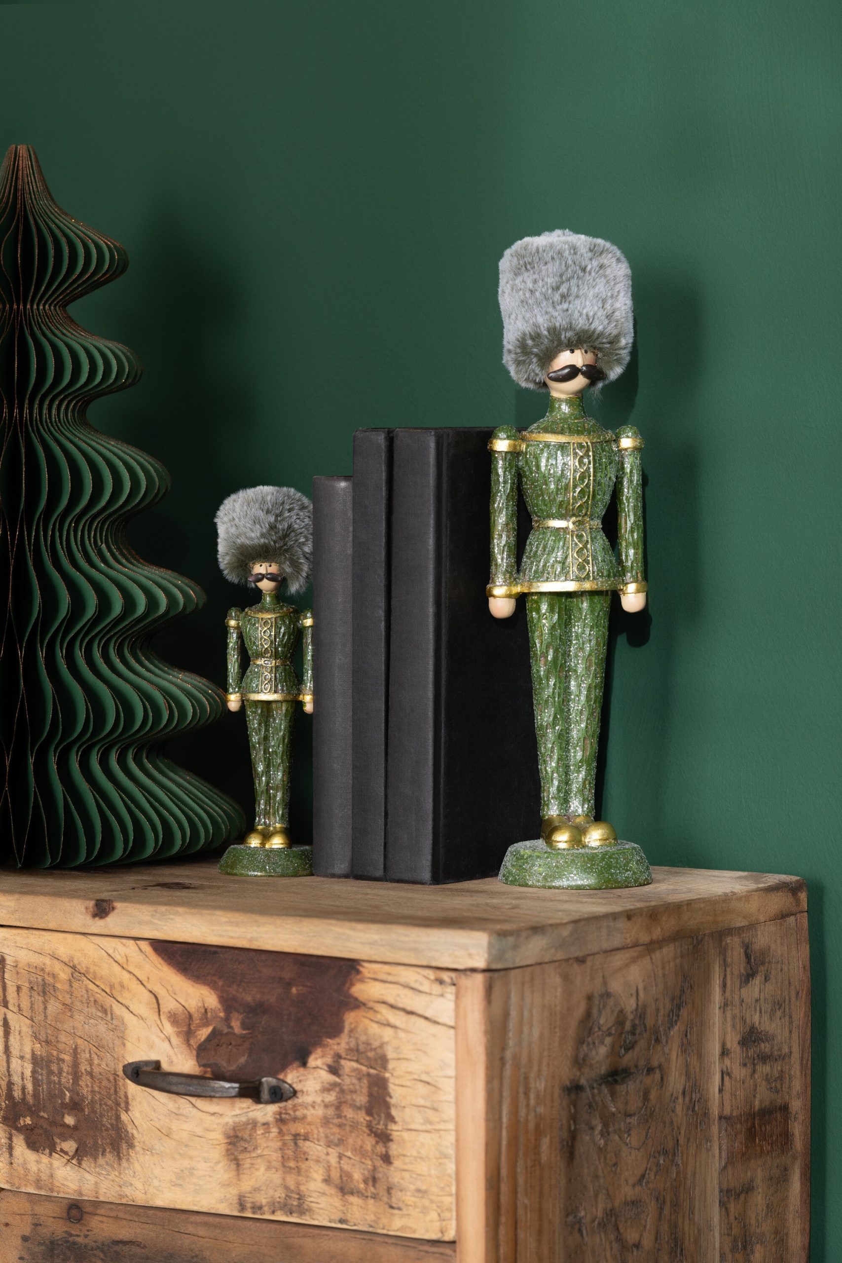J-Line figuur notenkraker Bont Hoed Glitter - polyeresin - groen - lar