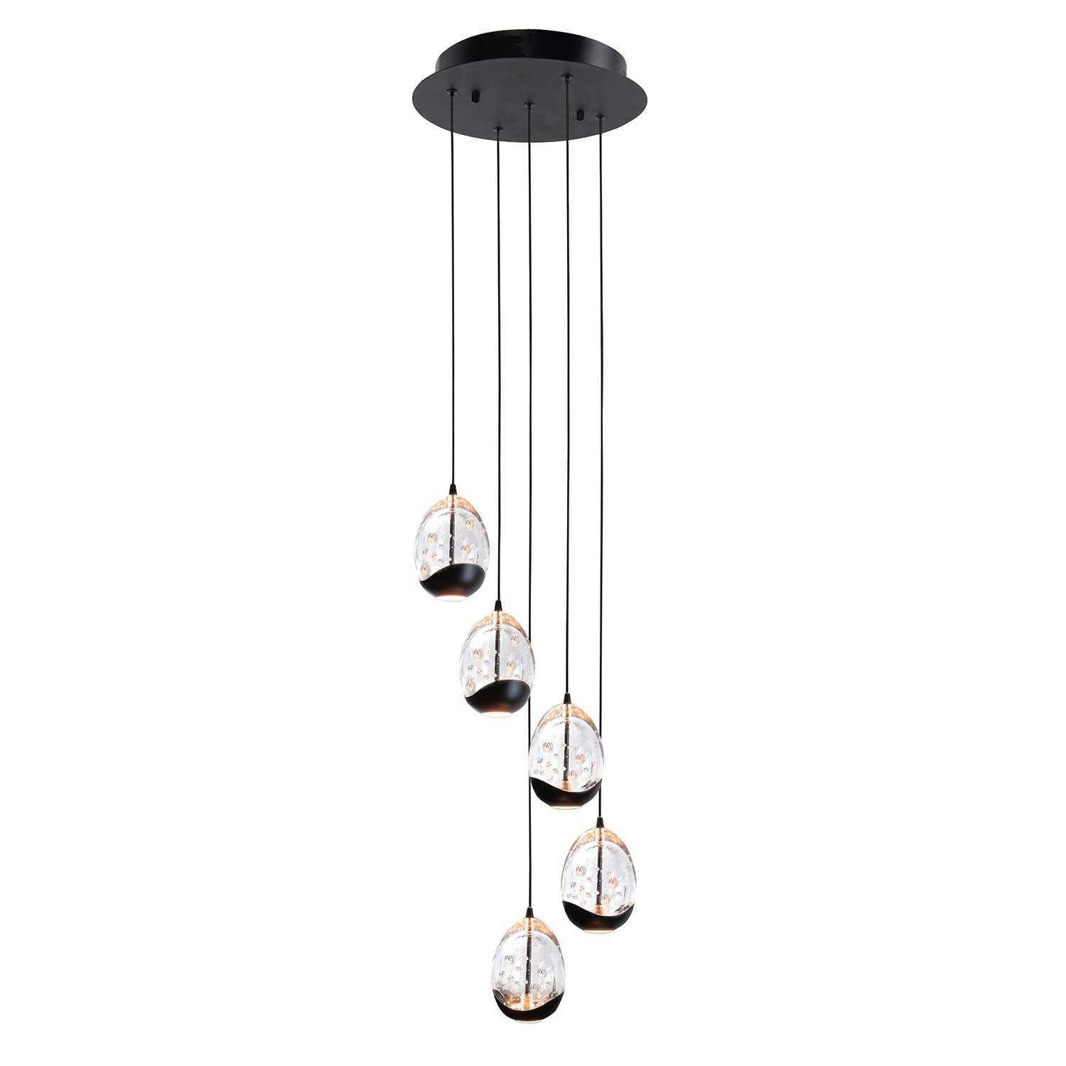 Highlight hanglamp Clear - 5 lichts - 30 x 155 cm - helder zwart