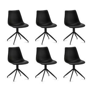 Furnhouse eetkamerstoel Isabel – Zwart – Kunstleer – Set van 6