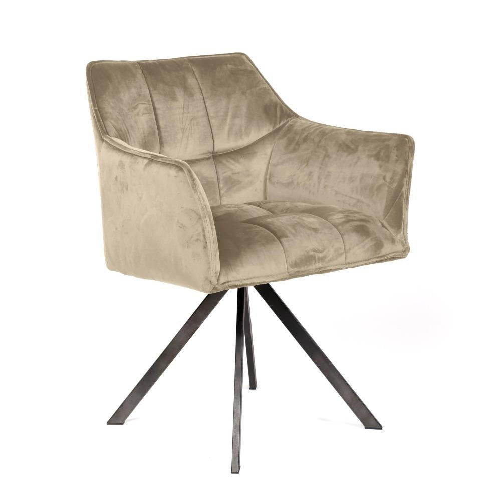 Giga Meubel Eetkamerstoel Raster - Champagne Velvet - Draaibaar - Set
