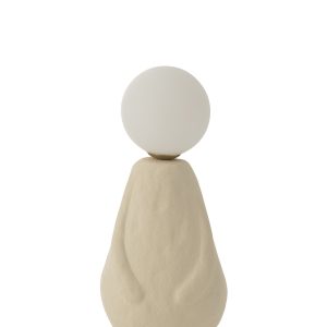 J-Line tafellamp Globe – glas/keramiek – beige