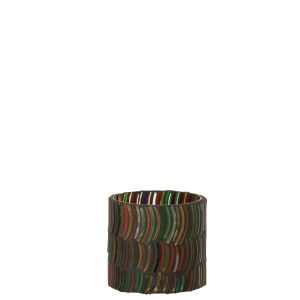 J-Line theelichthouder Mozaiek Curve – glas – mix – small