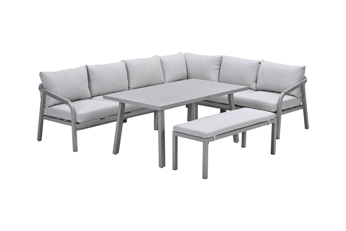 Lounge-diningset Monti - taupe - 7-persoons - aluminium