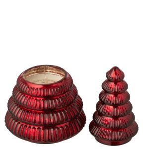 J-Line geurkaars Boom Geribbeld – glas – bordeaux – small J-Line geurkaars Boom Geribbeld – glas – bordeaux – small