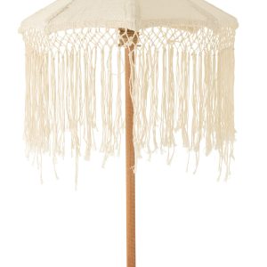 J-Line parasol Lang Franjes – hout – wit