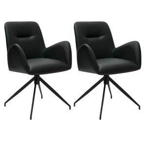 Furnhouse eetkamerstoelen armleuning Jennifer – Zwart – Kunstleer – Se
