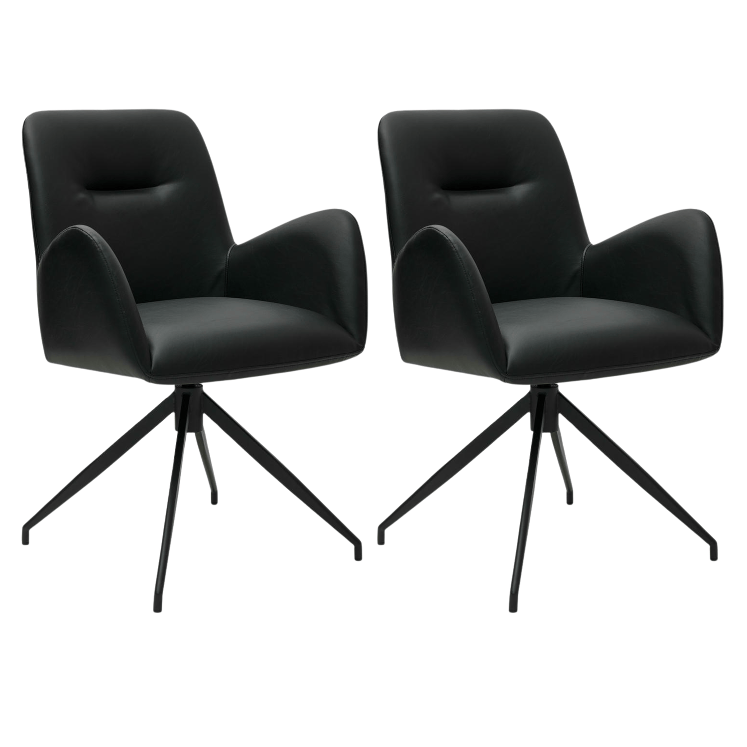 Furnhouse eetkamerstoelen armleuning Jennifer - Zwart - Kunstleer - Se