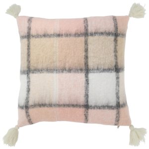 J-Line kussen Geruit – polyester – beige/roze