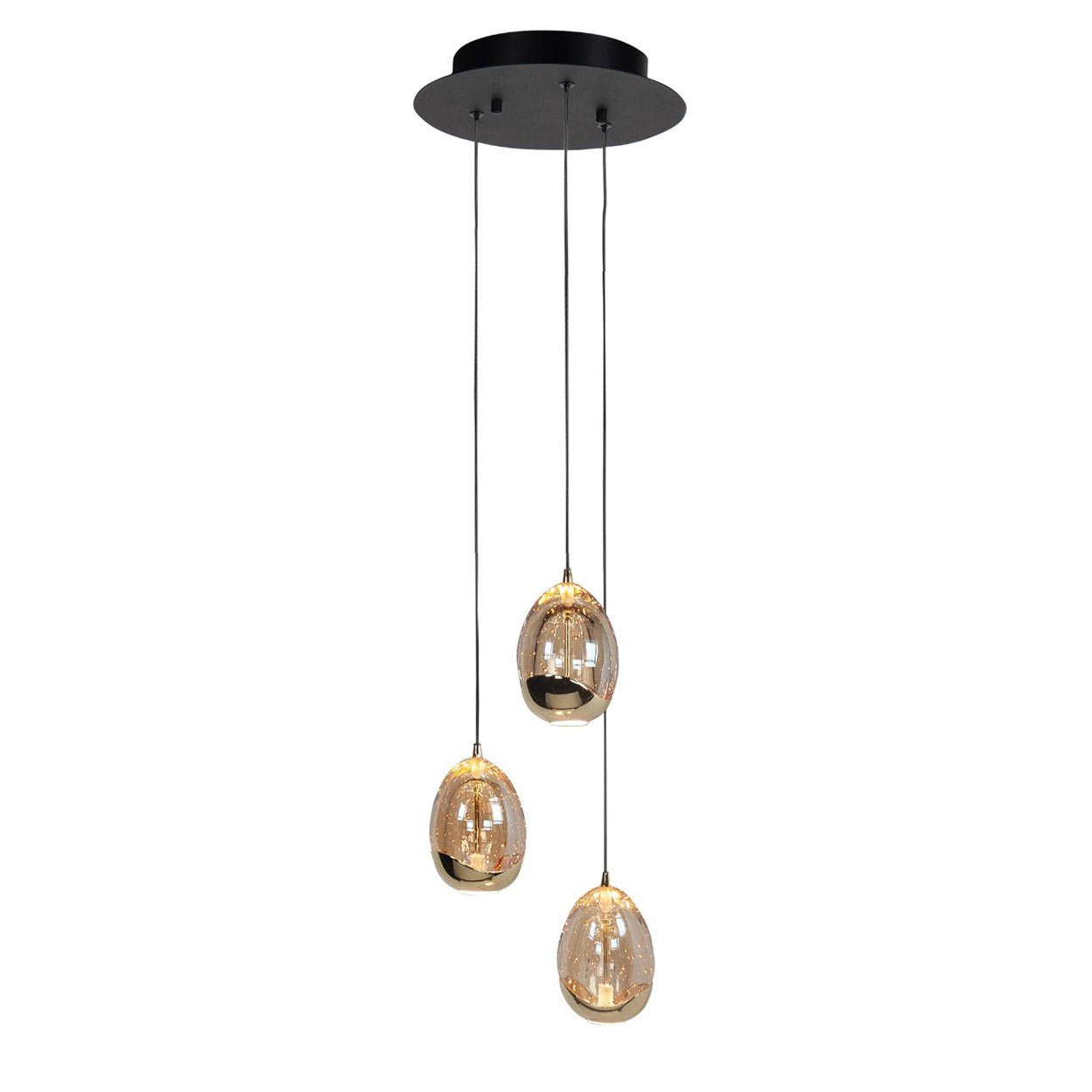Highlight hanglamp Golden - 3 lichts - 25 x 135 cm - amber zwart