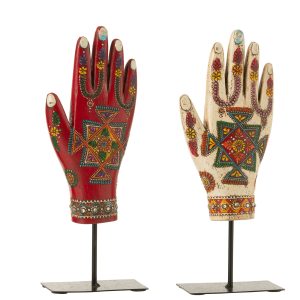 J-Line decoratie Hand Op Staander Delhi – hout – mix – 2 stuks J-Line decoratie Hand Op Staander Delhi – hout – mix – 2 stuks