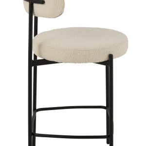 J-Line barstoel Bouclé – multiplex/polyester – wit/zwart