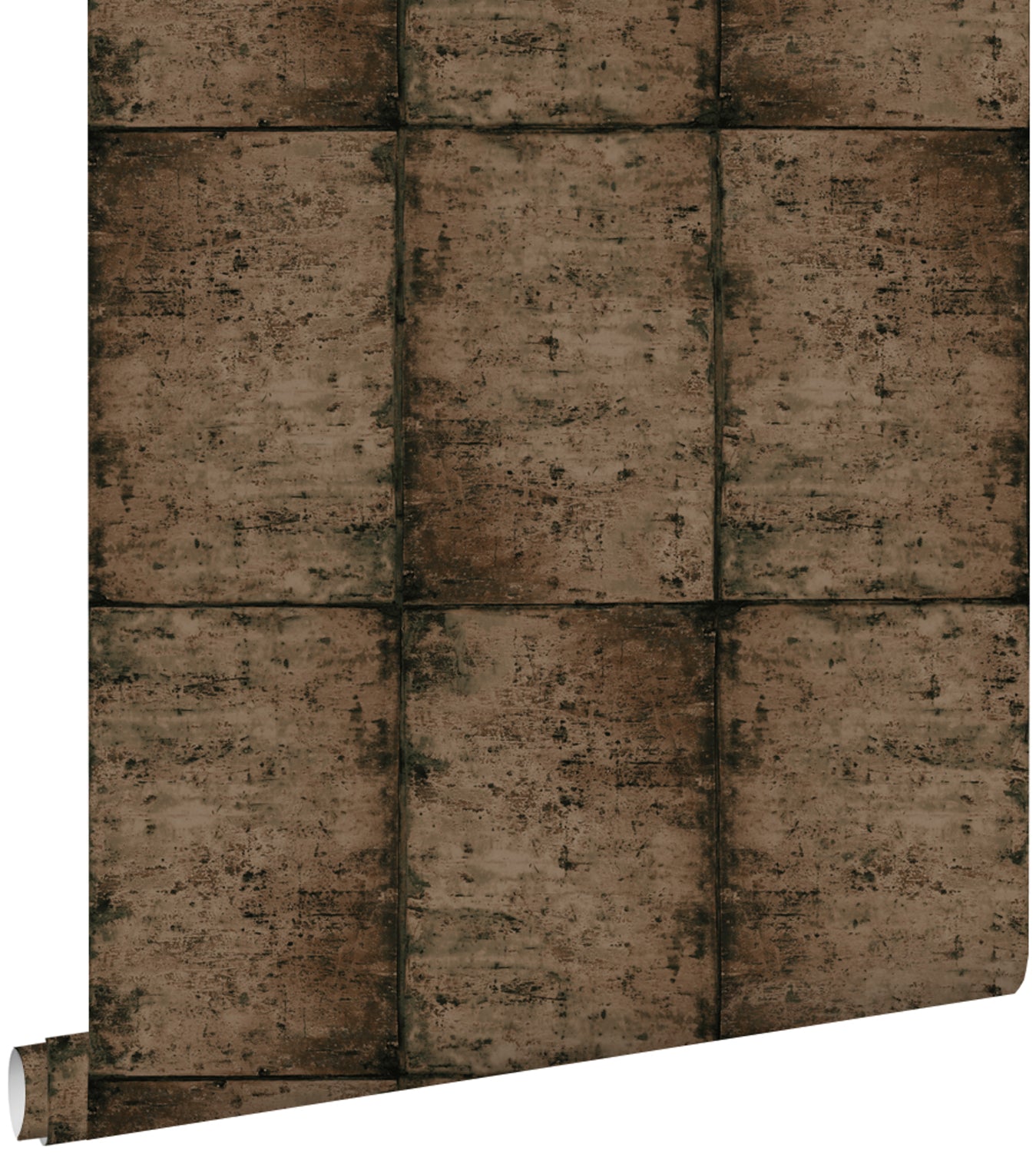 ESTAhome behang zinken platen vergrijsd bruin - 53 cm x 10.05 m - 1388