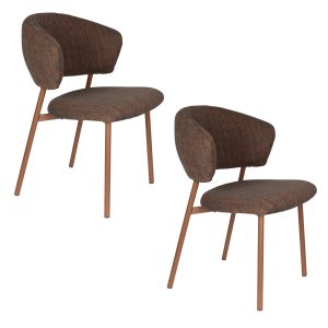 Housecraft Living Jasmine Eetkamerstoelen Gemêleerd Bruin – Set van 2