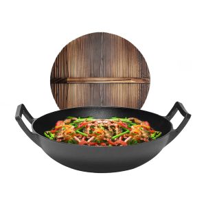 GrillX Wokpan Gietijzer – Met Houten Deksel – Ø 36cm – Gietijzeren Wad GrillX Wokpan Gietijzer – Met Houten Deksel – Ø 36cm – Gietijzeren Wad