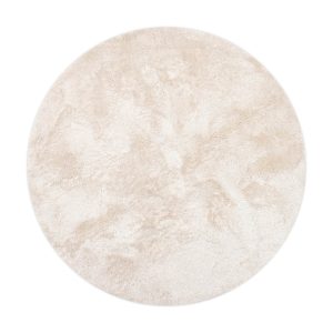 Rond hoogpolig vloerkleed Odelia beige/wit – Interieur05