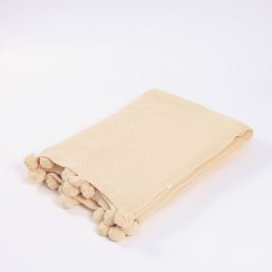 HOME DELUXE Katoenen deken incl. pompons ELIA Beige – 140 x 200 cm HOME DELUXE Katoenen deken incl. pompons ELIA Beige – 140 x 200 cm