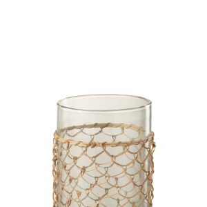 J-Line vaas Breiwerk – glas/riet – transparant – small – Ø 14 cm J-Line vaas Breiwerk – glas/riet – transparant – small – Ø 14 cm