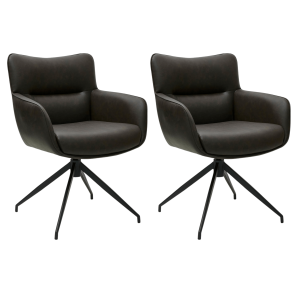 Furnhouse eetkamerstoelen armleuning Jessica – Donkerbruin – Kunstleer
