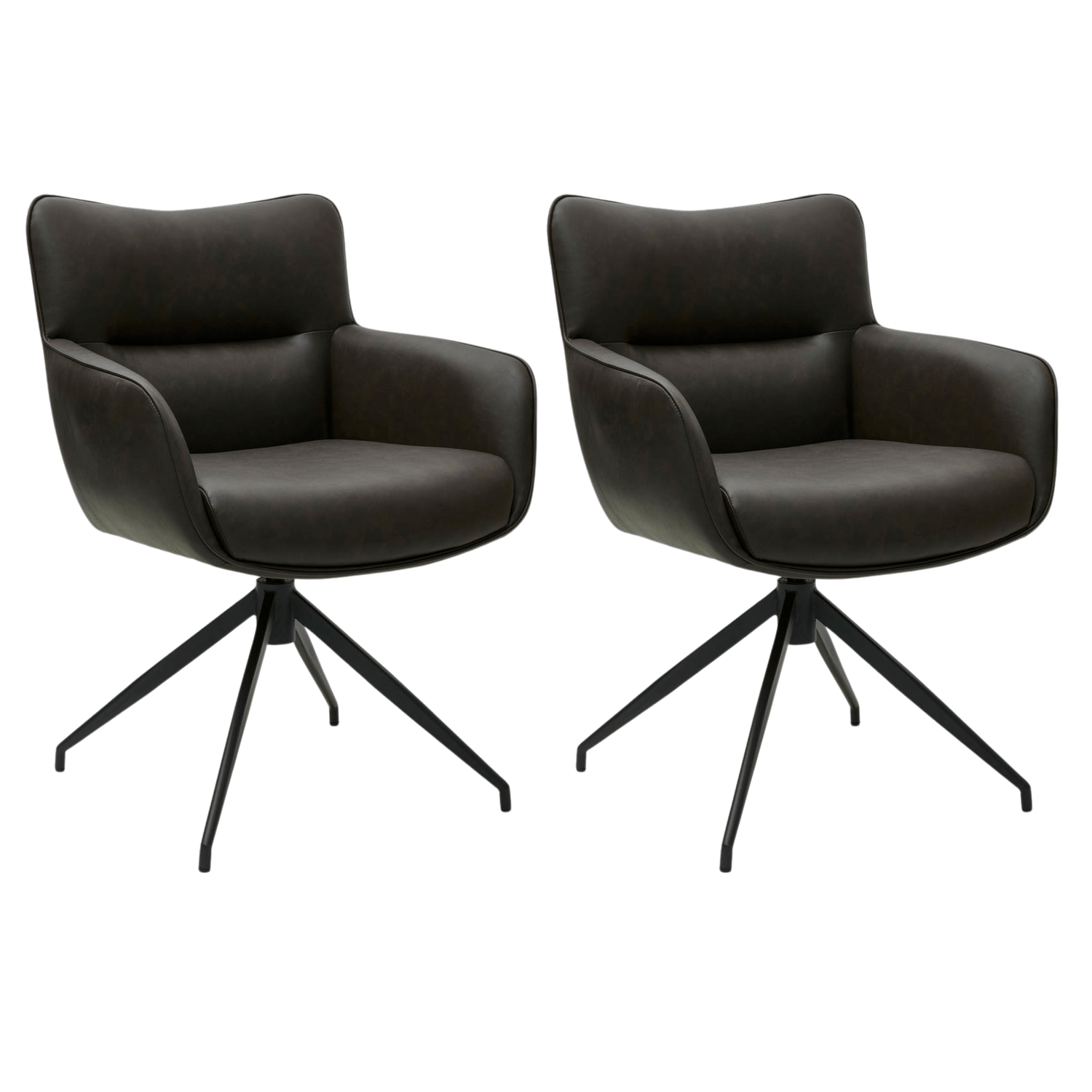 Furnhouse eetkamerstoelen armleuning Jessica - Donkerbruin - Kunstleer