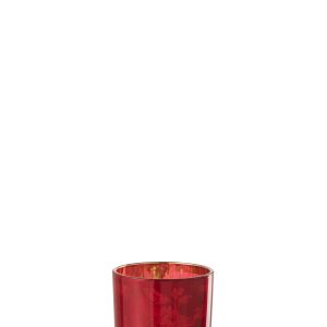 J-Line windlicht Bloemen – glas – rood – medium – 2 stuks
