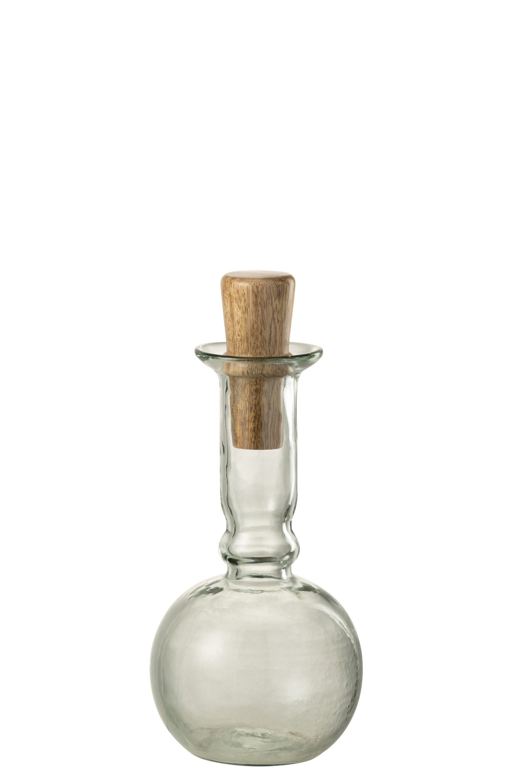 J-Line decoratie fles + kurk Rond Lang - glas - transparant