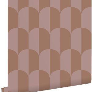 ESTAhome behang art deco bogen oudroze en bruin – 53 cm x 10.05 m – 13