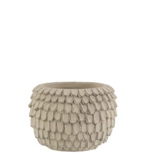 J-Line bloempot Blad – cement – licht grijs – small – 2 stuks – Ø 16 c