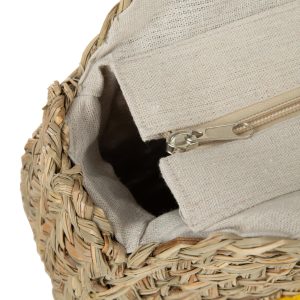 J-Line strandtas Rond Bloem – zeegras – naturel/geel