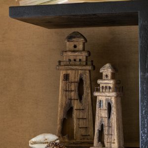 J-Line decoratie Vuurtoren – hout – donkernaturel – large