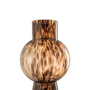 J-Line vaas Bol Stip – glas – bruin – medium – 30.5 cm hoog