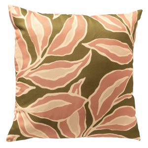 ELARA – buitenkussen 40×40 cm – bladmotief – Muted Clay – roze, groen, ELARA – buitenkussen 40×40 cm – bladmotief – Muted Clay – roze, groen,