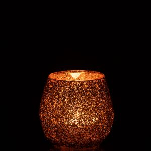 J-Line theelichthouder – glas – perzik – small