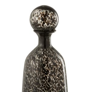 J-Line decoratie Fles + Stop Stip Laag – glas – zwart – small