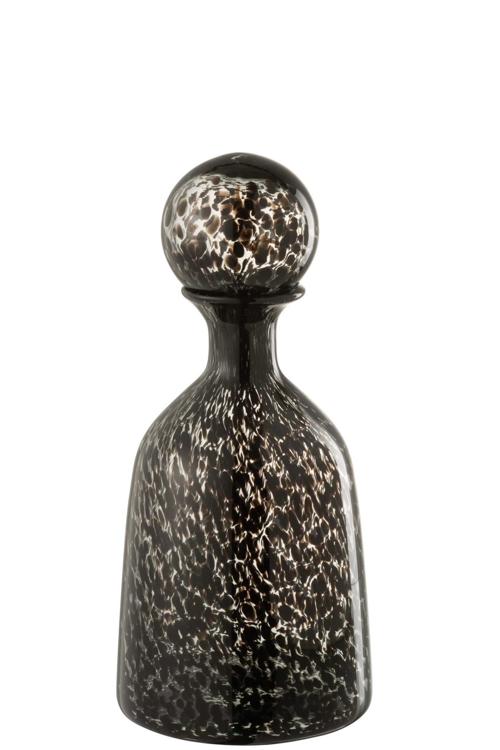 J-Line decoratie Fles + Stop Stip Laag - glas - zwart - small