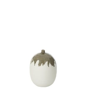 J-Line vaas Olea Fles – olijfgroen/wit – small – Ø 23 cm