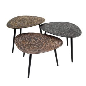 Giga Meubel Salontafel Patina – Multi Metaal – Set van 3 – 60x48x43cm