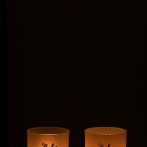 J-Line windlicht Baby – glas – wit/zwart – small – 2 stuks J-Line windlicht Baby – glas – wit/zwart – small – 2 stuks