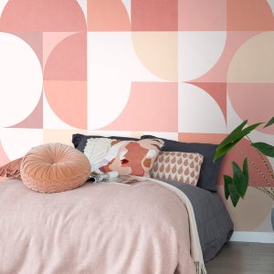 ESTAhome fotobehang cirkels in Bauhaus stijl roze tinten – 250 x 279 c