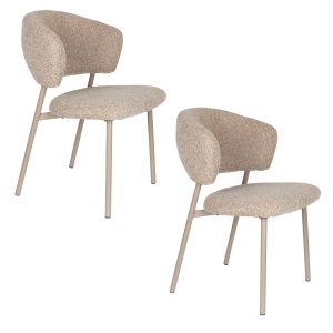 Housecraft Living Jasmine Eetkamerstoelen Gemêleerd Beige – Set van 2