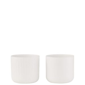 J-Line bloempot Gen – keramiek – wit – small – 2 stuks – Ø 13.5 cm J-Line bloempot Gen – keramiek – wit – small – 2 stuks – Ø 13.5 cm
