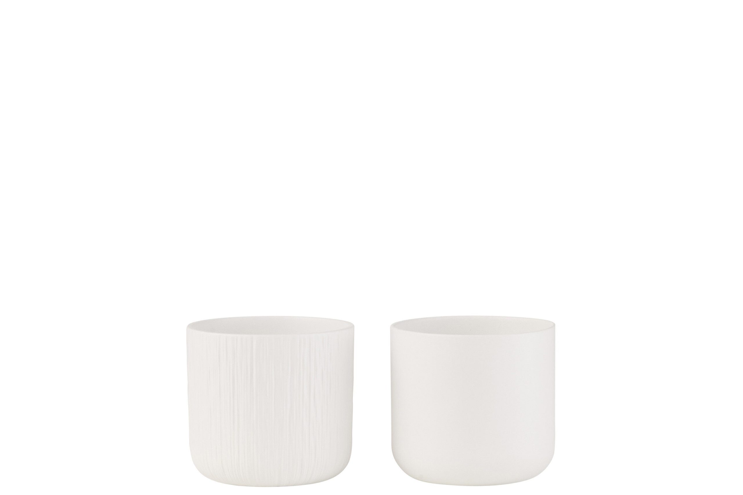 J-Line bloempot Gen - keramiek - wit - small - 2 stuks - Ø 13.5 cm