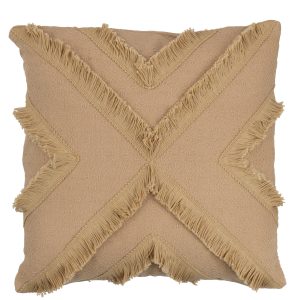 J-Line kussen Kruis Vierkant – polyester – beige