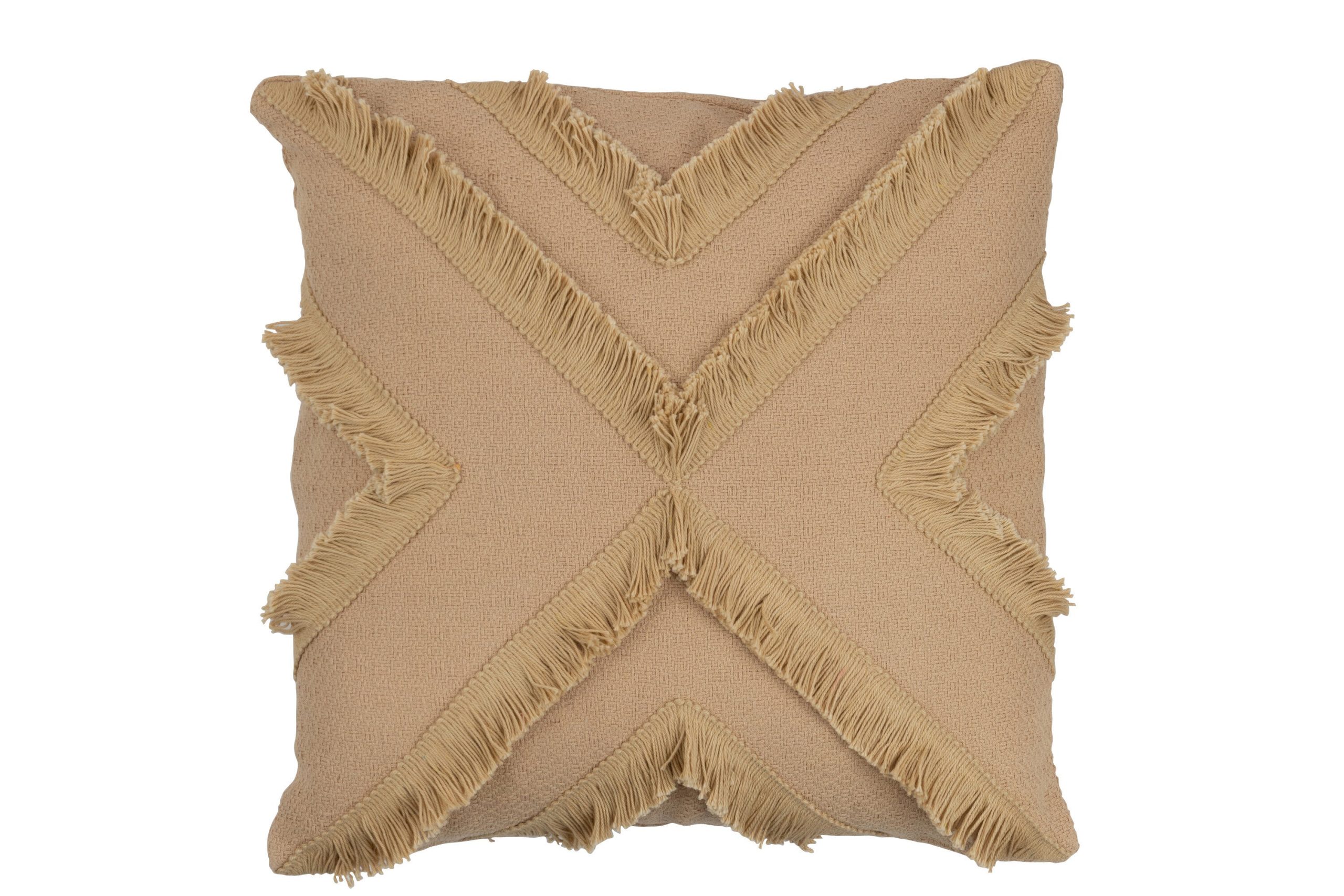 J-Line kussen Kruis Vierkant - polyester - beige