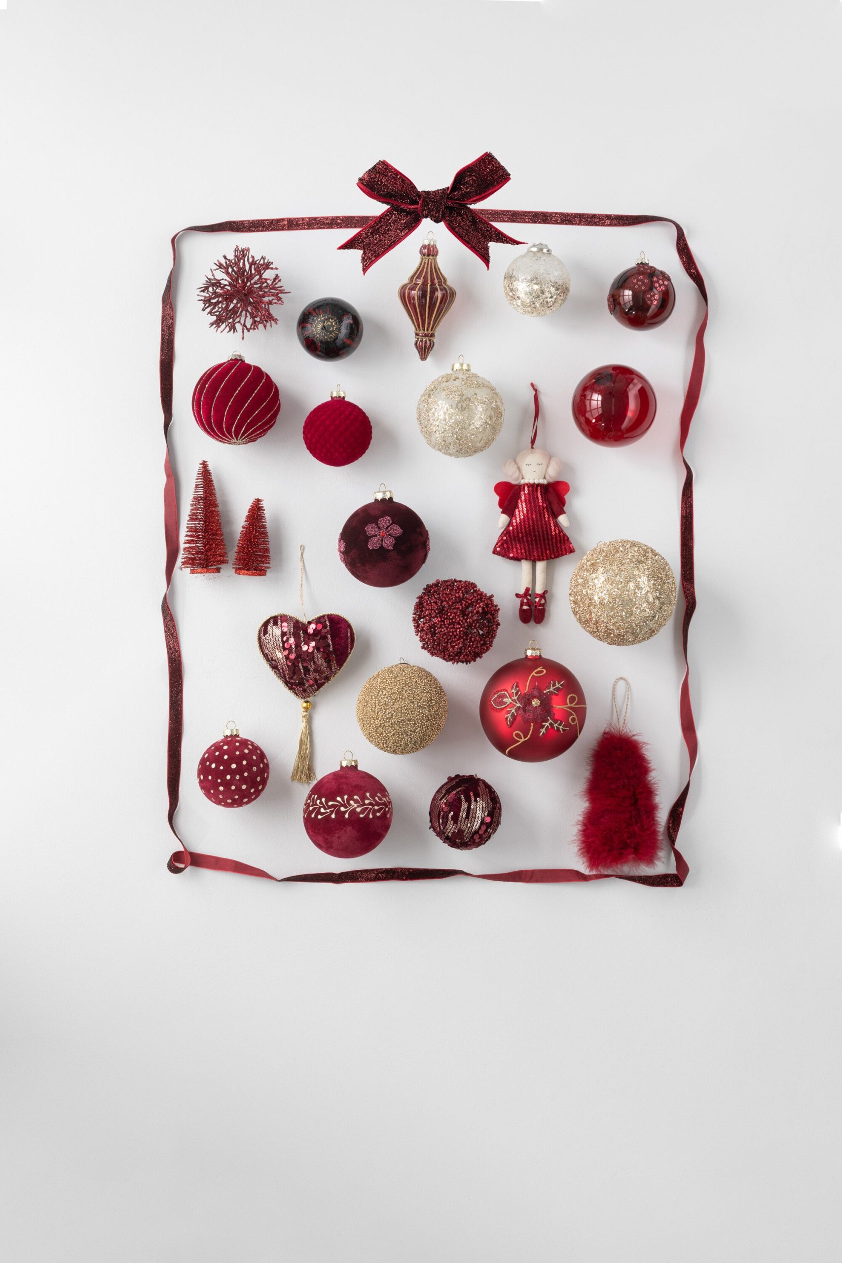 J-Line hanger Hart Pailletten - textiel - burgundy - 3 stuks