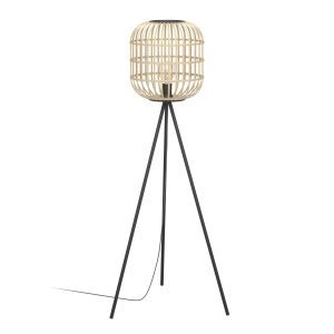 EGLO vloerlamp Bordesley – e27 – 139 cm – zwart/natuur EGLO vloerlamp Bordesley – e27 – 139 cm – zwart/natuur