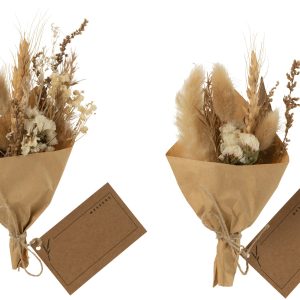 J-Line bundel Gedroogde Bloemen In Papier Wrap – jute – naturel – 2 st