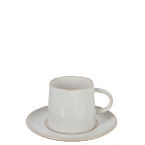J-Line kop + schoteltje Noa – keramiek – wit – 4 stuks
