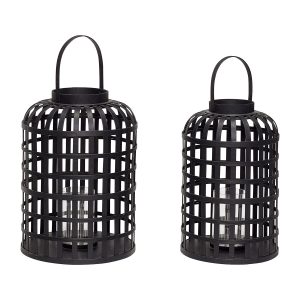 Hübsch lantaarns Grid – bamboe/glas – ø35xh54, ø41xh58cm Hübsch lantaarns Grid – bamboe/glas – ø35xh54, ø41xh58cm